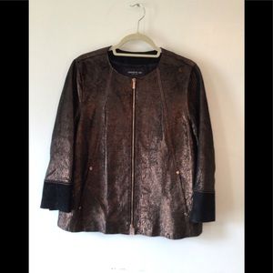 - Lafayette 146 New York soft leather  boxy short irradiant  jacket Sz L